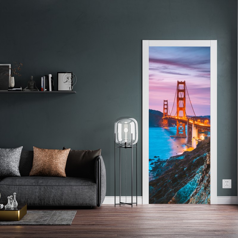 Naklejka na drzwi most Golden Gate o zmierzchu, San Francisco – Wallissimo® Naklejka na drzwi most Golden Gate o zmierzchu, San Francisco – Wallissimo®