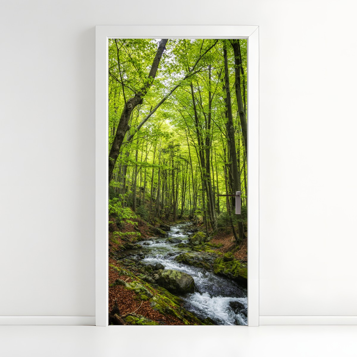 Door sticker serene green forest stream – Wallissimo®