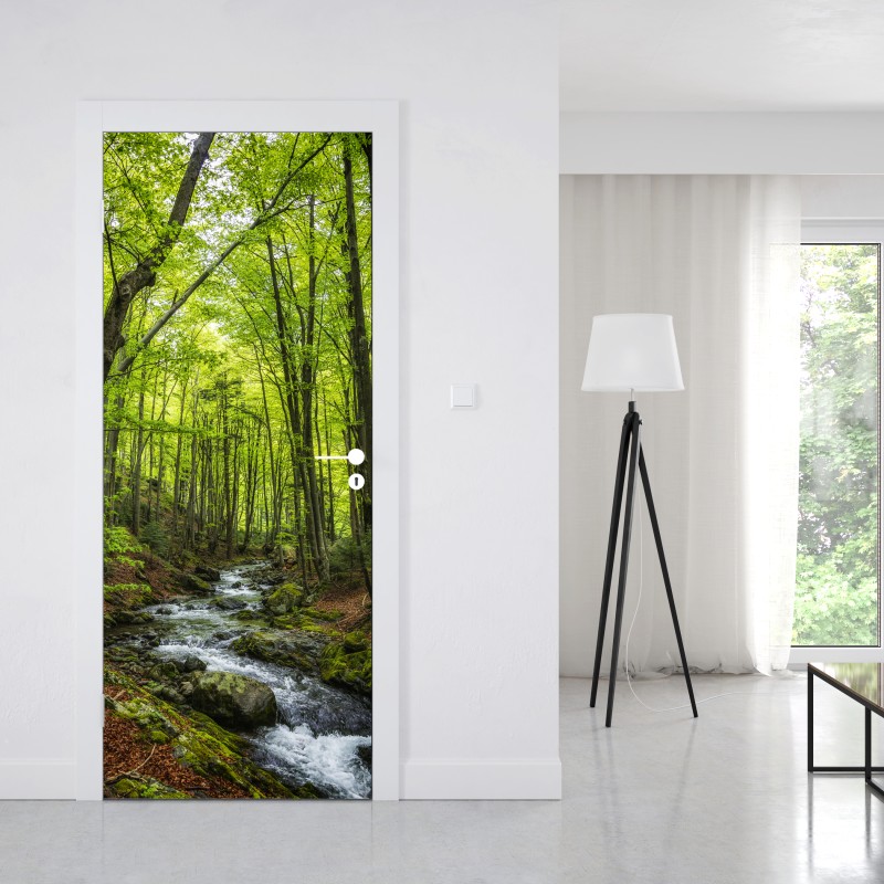 Naklejka na drzwi elegancki akwarelowy wzór kwiatowy na ciemnym tle – Wallissimo®