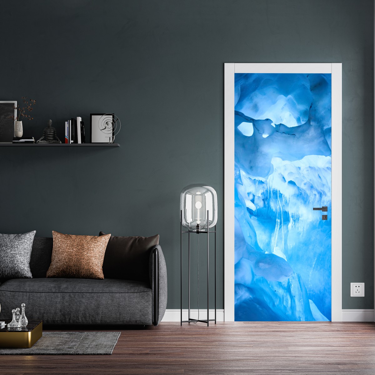 Naklejka na drzwi eteryczna niebieska jaskinia lodowa – Wallissimo® Naklejka na drzwi eteryczna niebieska jaskinia lodowa – Wallissimo®