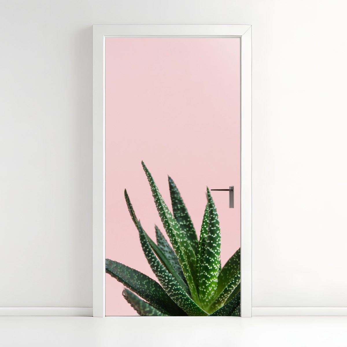 Door sticker green aloe on pink background – Wallissimo®