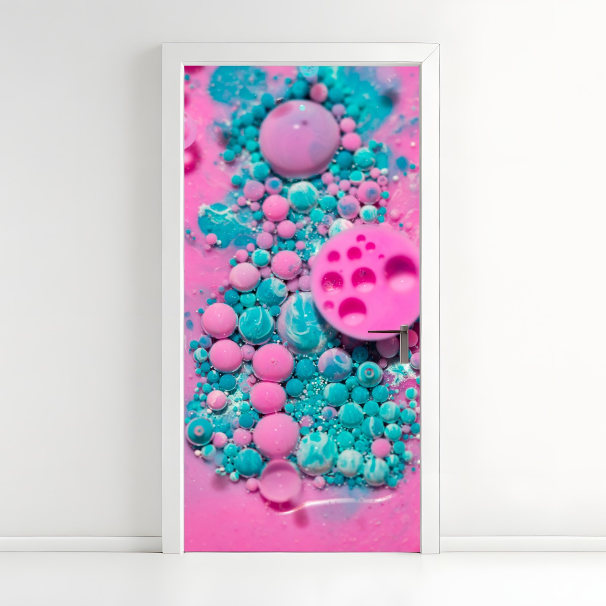 Door sticker pink and turquoise marble abstract – Wallissimo®