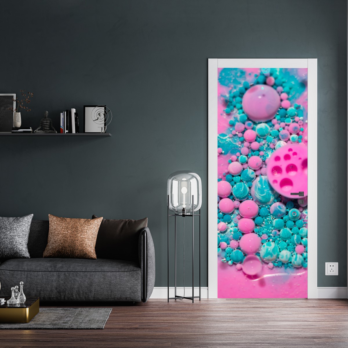 Naklejka na drzwi różowy i turkusowy marmur abstrakcyjny – Wallissimo® Naklejka na drzwi różowy i turkusowy marmur abstrakcyjny – Wallissimo®