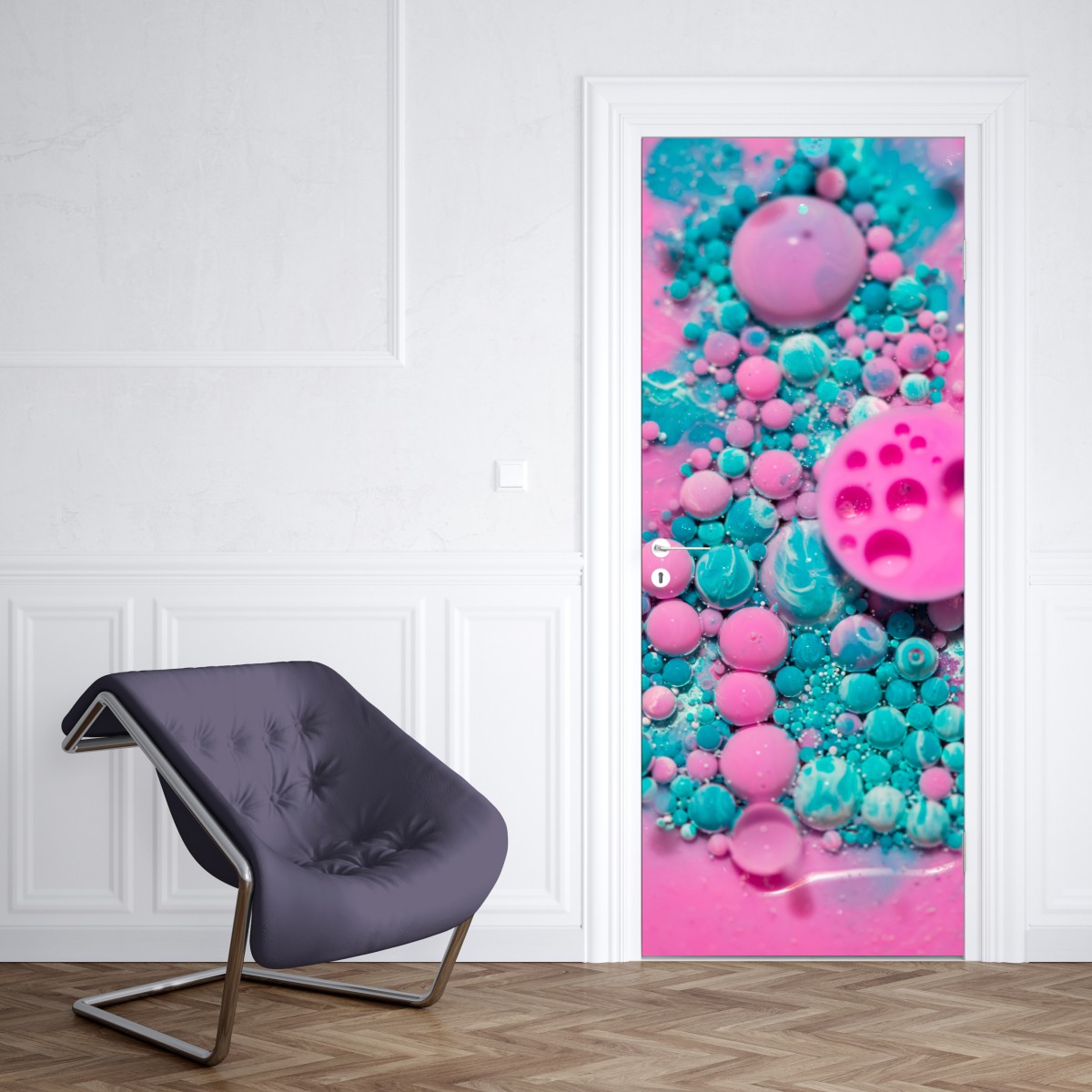 Naklejka na drzwi różowy i turkusowy marmur abstrakcyjny – Wallissimo® Naklejka na drzwi różowy i turkusowy marmur abstrakcyjny – Wallissimo®