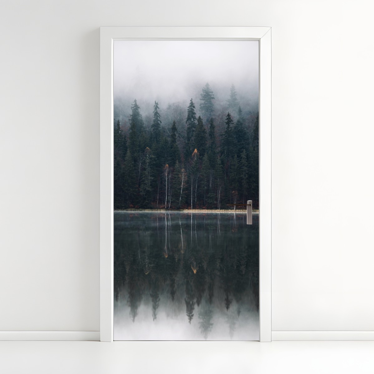 Door sticker misty forest reflection – Wallissimo®