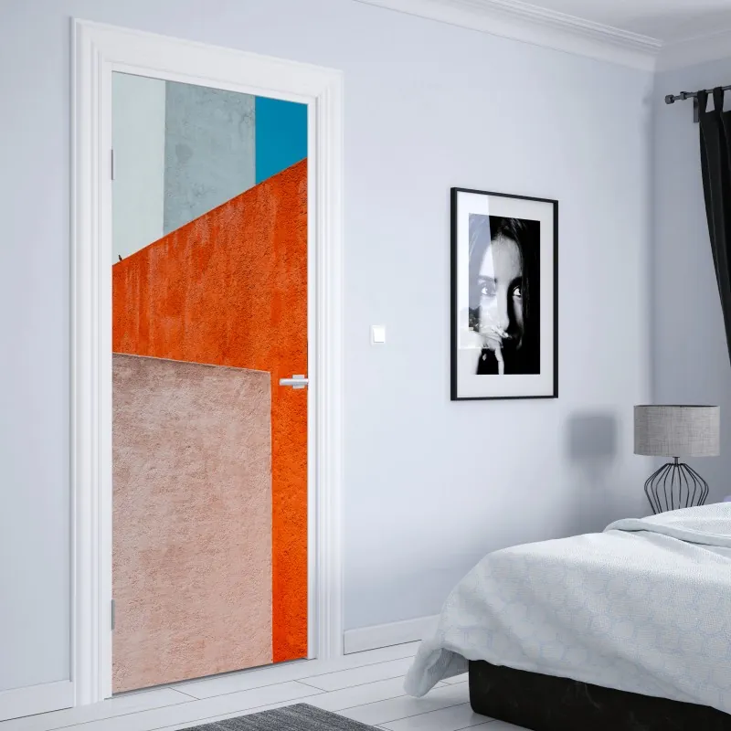 Naklejka na drzwi eteryczna turkusowo-różowa marmurowa abstrakcja – Wallissimo®