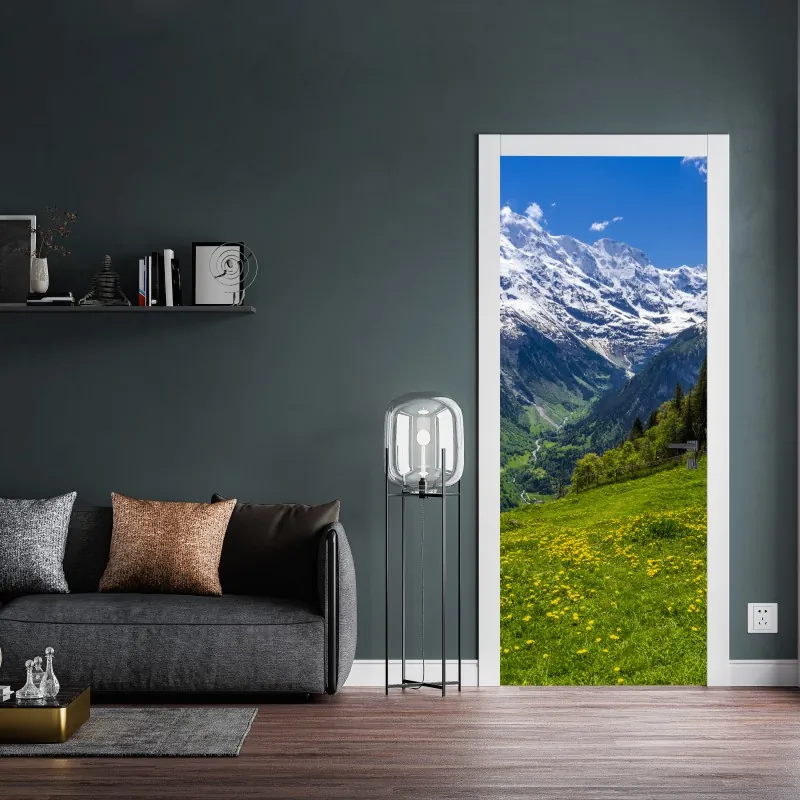 Naklejka na drzwi złoty geometryczny wzór z kołami – Wallissimo®