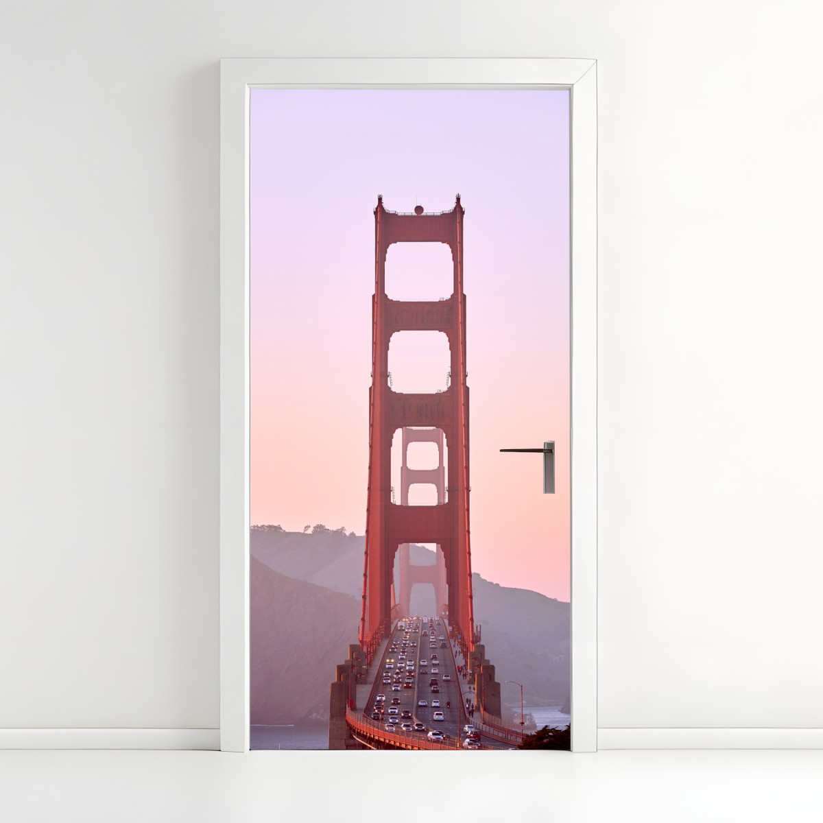 Door sticker Golden Gate Bridge at pastel sunset – Wallissimo®