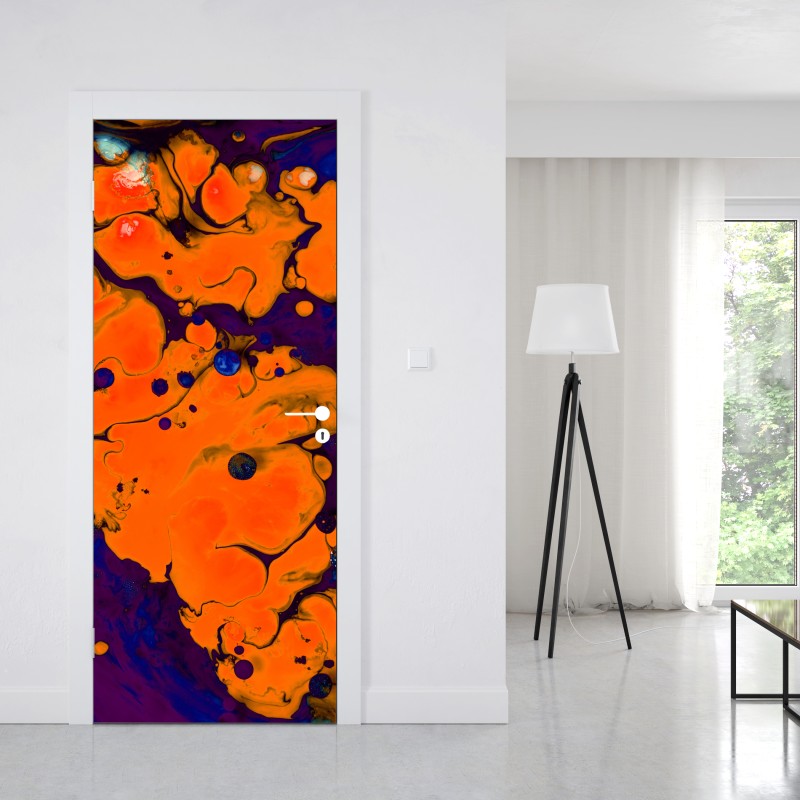 Naklejka na drzwi intensywny pomarańczowy przepływ – Wallissimo® Naklejka na drzwi intensywny pomarańczowy przepływ – Wallissimo®