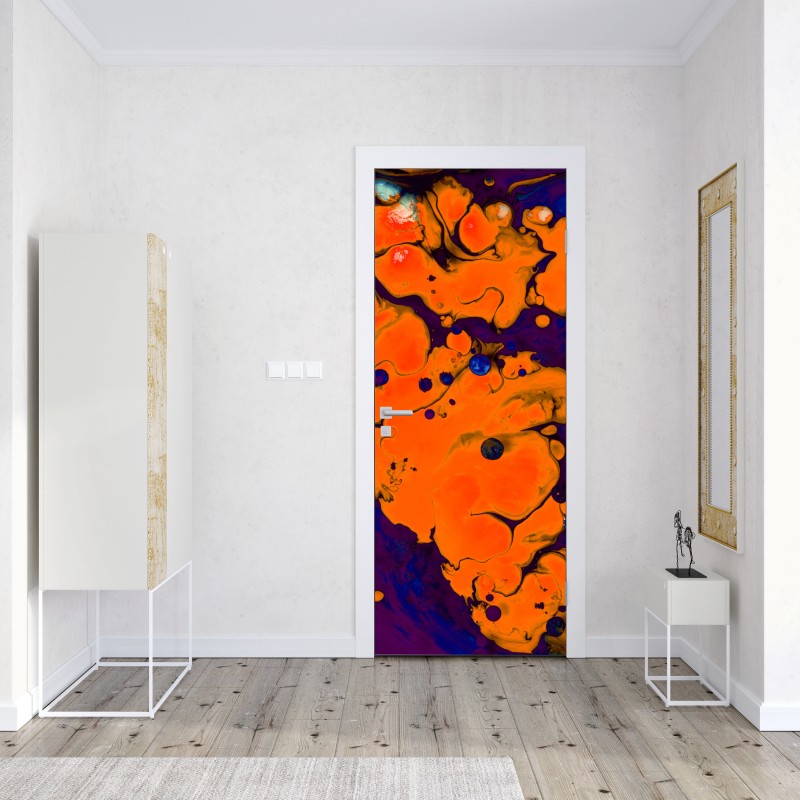 Naklejka na drzwi intensywny pomarańczowy przepływ – Wallissimo® Naklejka na drzwi intensywny pomarańczowy przepływ – Wallissimo®