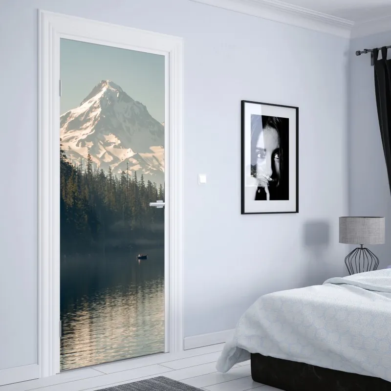 Naklejka na drzwi złoty wzór damaskowy na granatowym tle – Wallissimo®