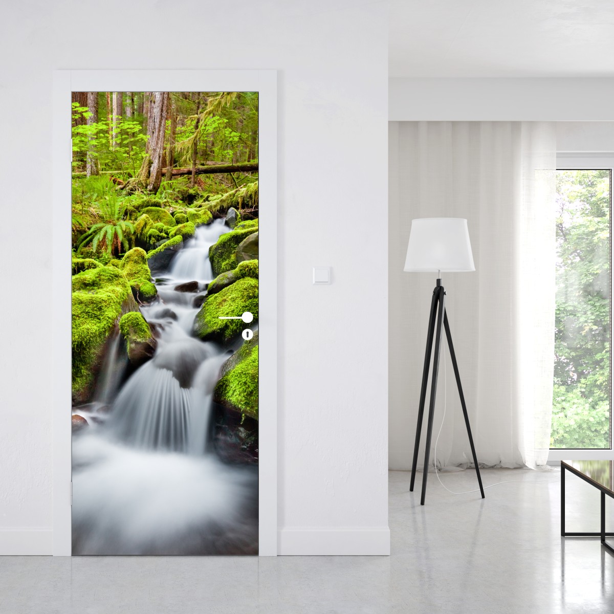 Naklejka na drzwi mechowy strumień przy Sol Duc Falls – Wallissimo® Naklejka na drzwi mechowy strumień przy Sol Duc Falls – Wallissimo®