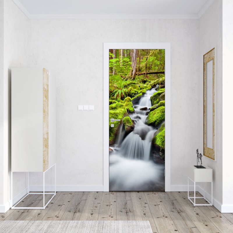 Naklejka na drzwi mechowy strumień przy Sol Duc Falls – Wallissimo® Naklejka na drzwi mechowy strumień przy Sol Duc Falls – Wallissimo®