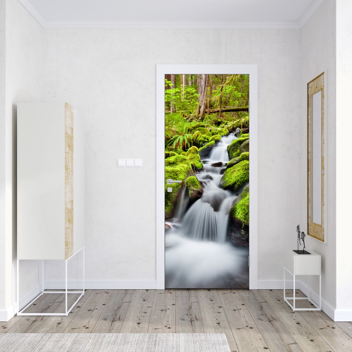 Naklejka na drzwi mechowy strumień przy Sol Duc Falls – Wallissimo® Naklejka na drzwi mechowy strumień przy Sol Duc Falls – Wallissimo®