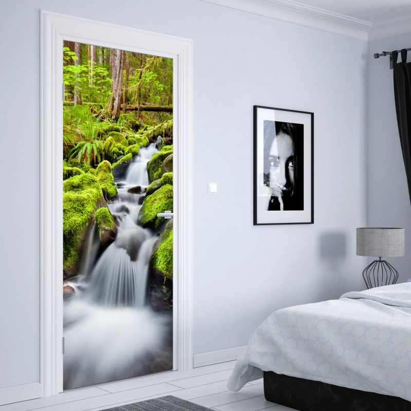 Naklejka na drzwi mechowy strumień przy Sol Duc Falls – Wallissimo® Naklejka na drzwi mechowy strumień przy Sol Duc Falls – Wallissimo®