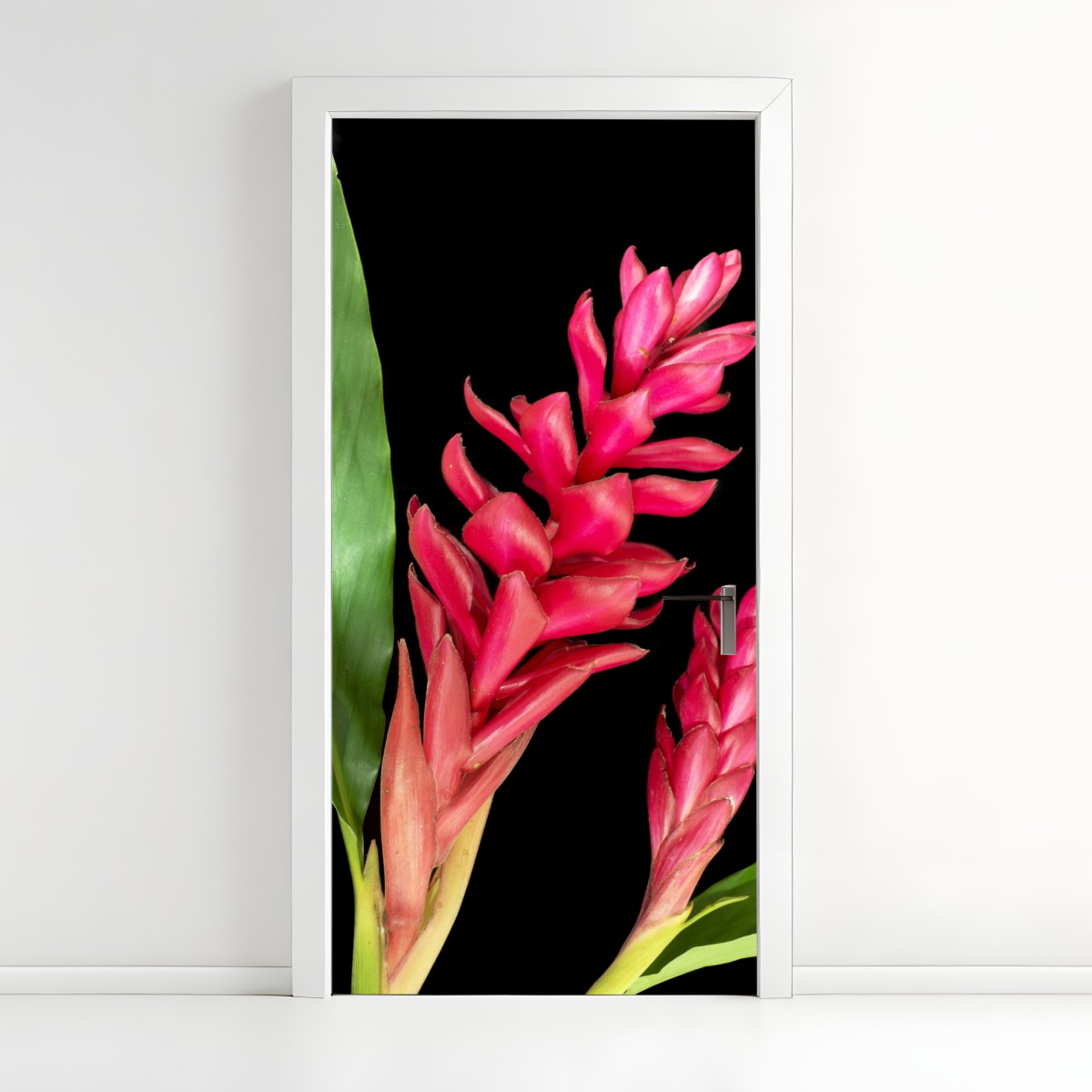 Door sticker vibrant torch ginger bloom on black – Wallissimo®