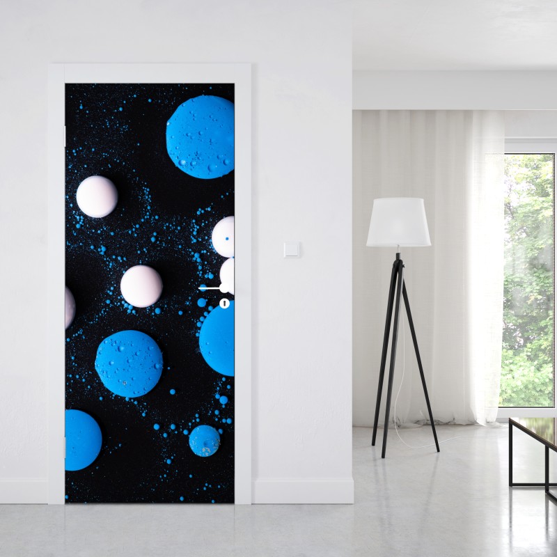 Naklejka na drzwi niebieski marmurowy wzór płynnej farby – Wallissimo® Naklejka na drzwi niebieski marmurowy wzór płynnej farby – Wallissimo®