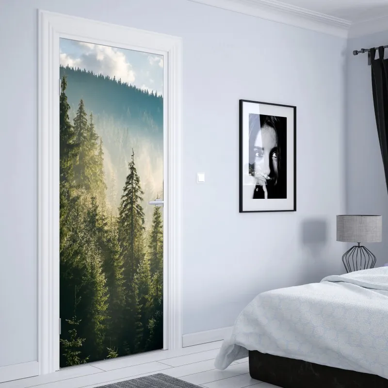 Naklejka na drzwi niebieska uliczka w Chefchaouen, Maroko – Wallissimo®