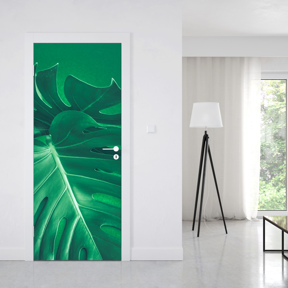 Naklejka na drzwi bujny liść monstery zbliżenie – Wallissimo® Naklejka na drzwi bujny liść monstery zbliżenie – Wallissimo®