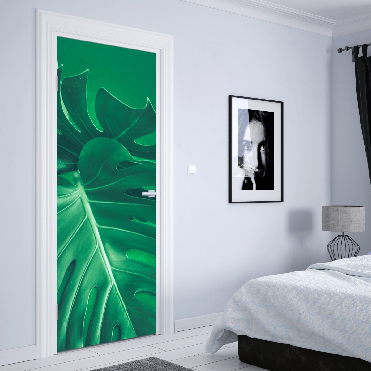 Naklejka na drzwi bujny liść monstery zbliżenie – Wallissimo® Naklejka na drzwi bujny liść monstery zbliżenie – Wallissimo®