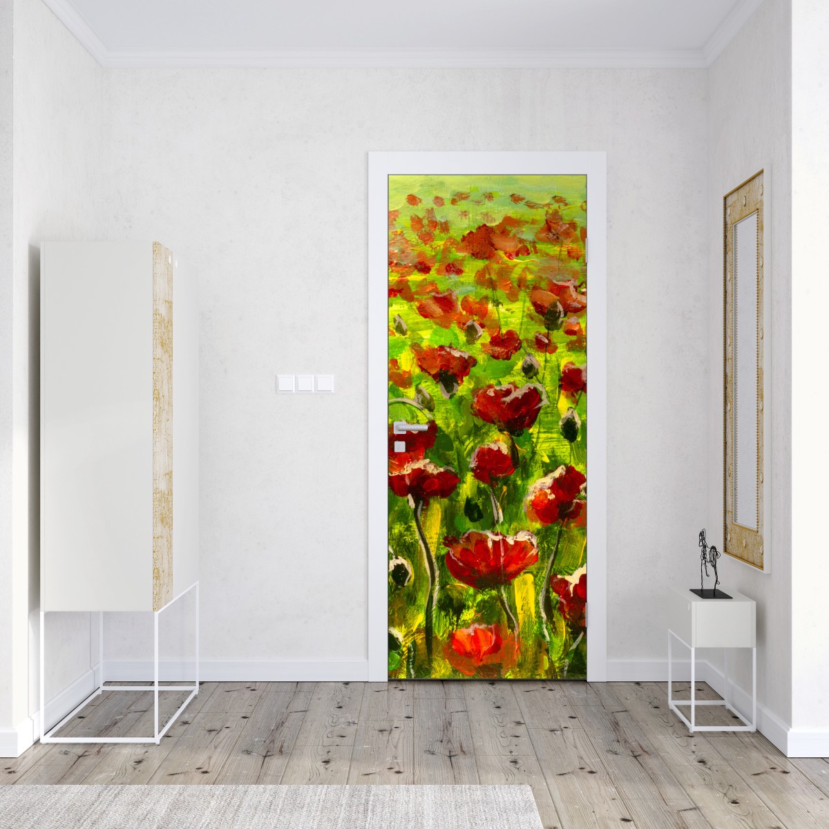 Naklejka na drzwi pole czerwonych maków – Wallissimo® Naklejka na drzwi pole czerwonych maków – Wallissimo®