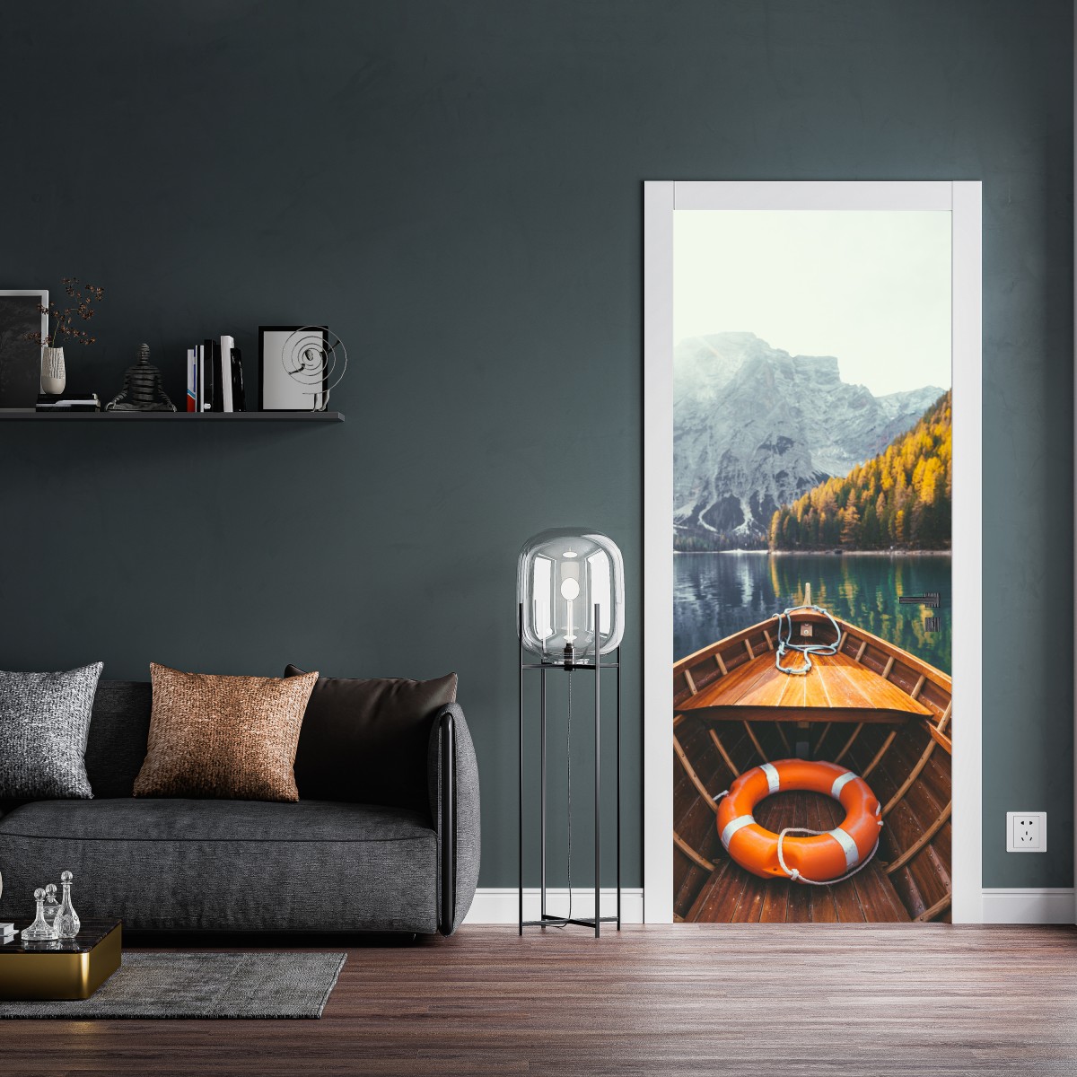 Naklejka na drzwi wschód słońca nad Lago di Braies – Wallissimo® Naklejka na drzwi wschód słońca nad Lago di Braies – Wallissimo®