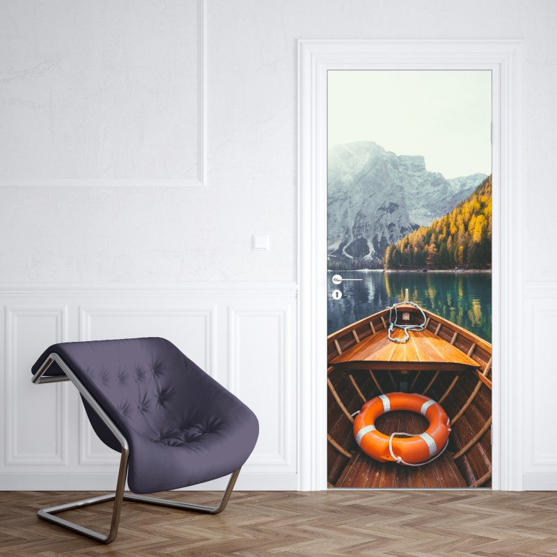 Naklejka na drzwi wschód słońca nad Lago di Braies – Wallissimo® Naklejka na drzwi wschód słońca nad Lago di Braies – Wallissimo®