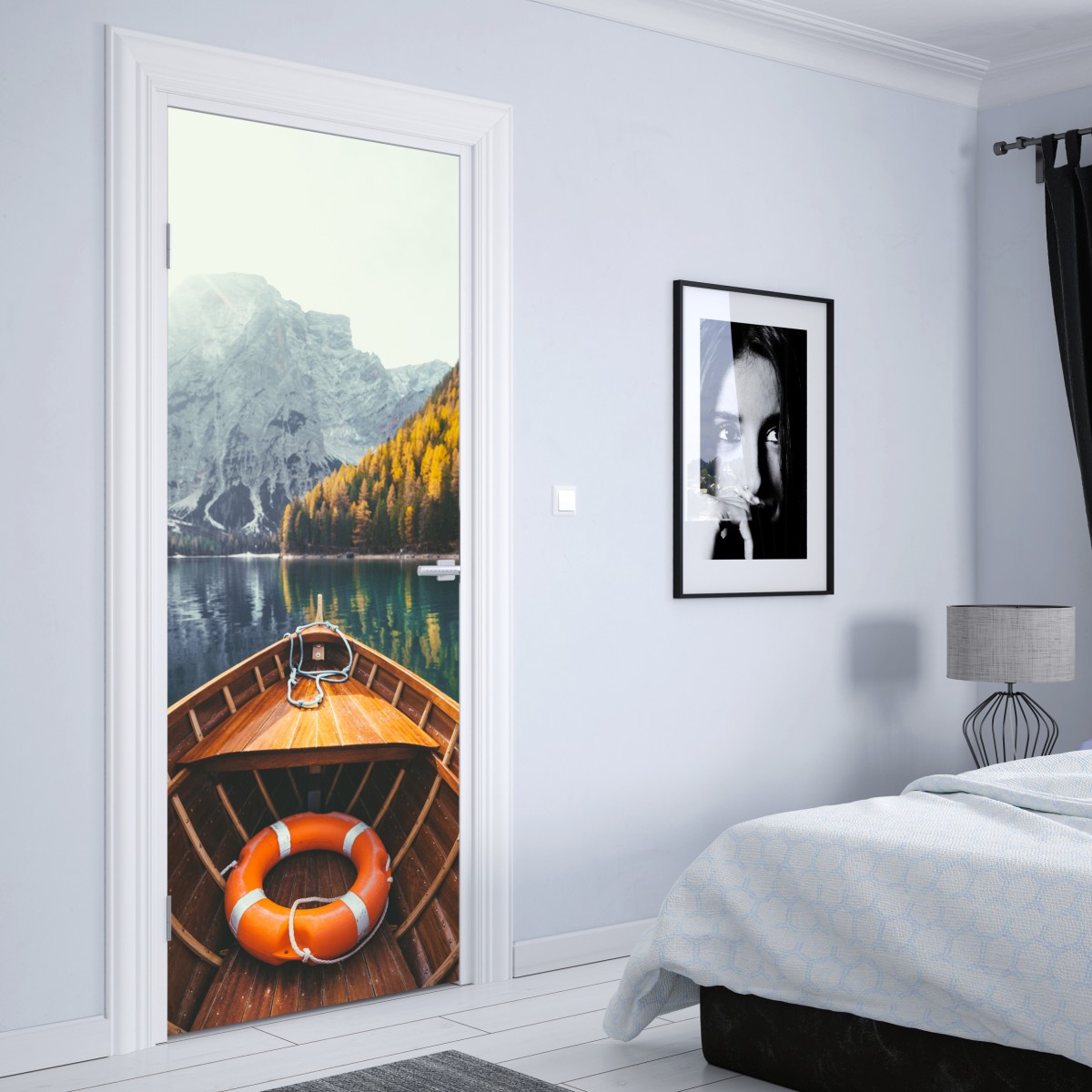 Naklejka na drzwi wschód słońca nad Lago di Braies – Wallissimo® Naklejka na drzwi wschód słońca nad Lago di Braies – Wallissimo®