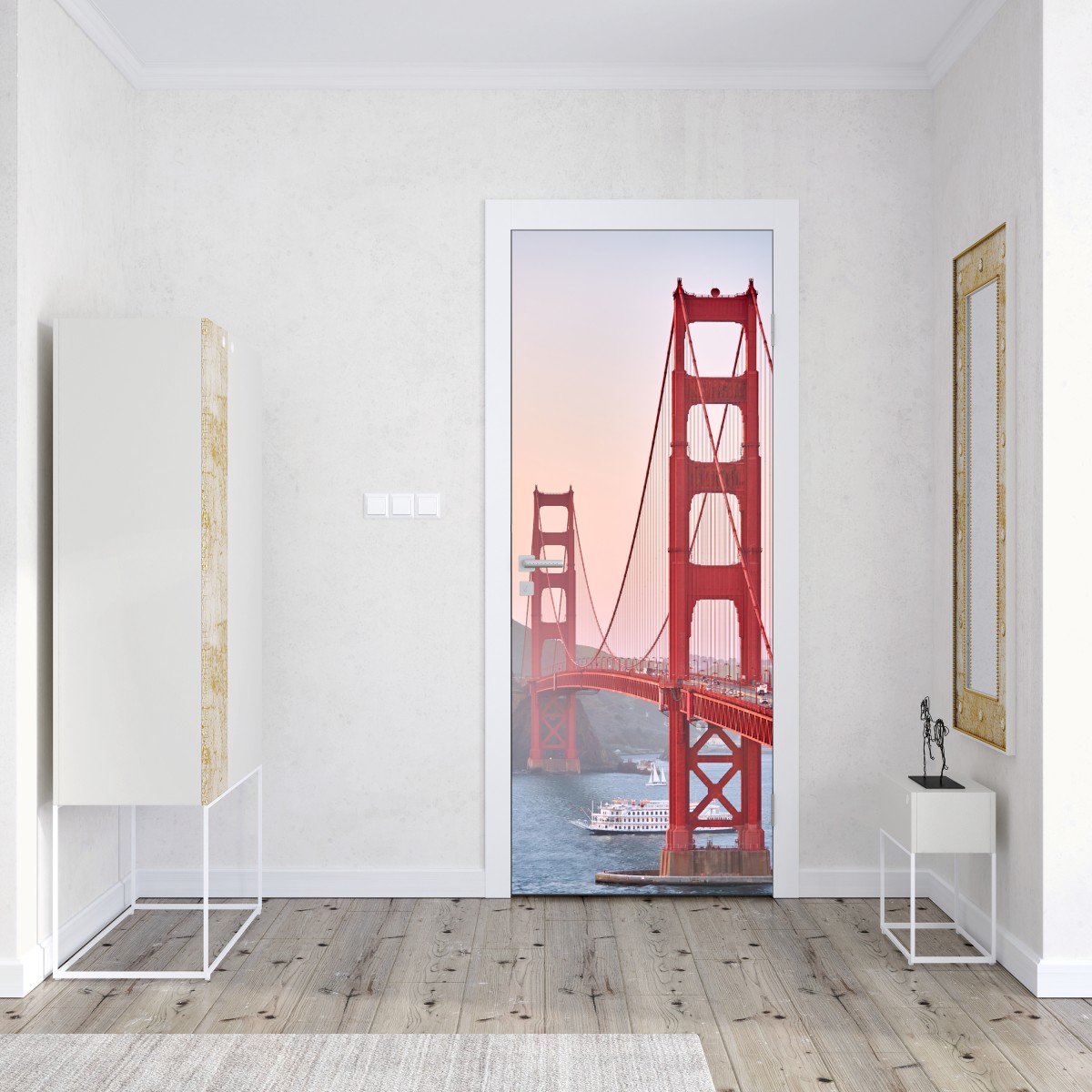 Naklejka na drzwi most Golden Gate o zachodzie słońca – Wallissimo® Naklejka na drzwi most Golden Gate o zachodzie słońca – Wallissimo®