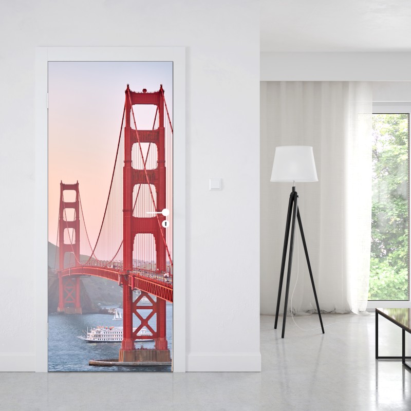 Naklejka na drzwi most Golden Gate o zachodzie słońca – Wallissimo® Naklejka na drzwi most Golden Gate o zachodzie słońca – Wallissimo®