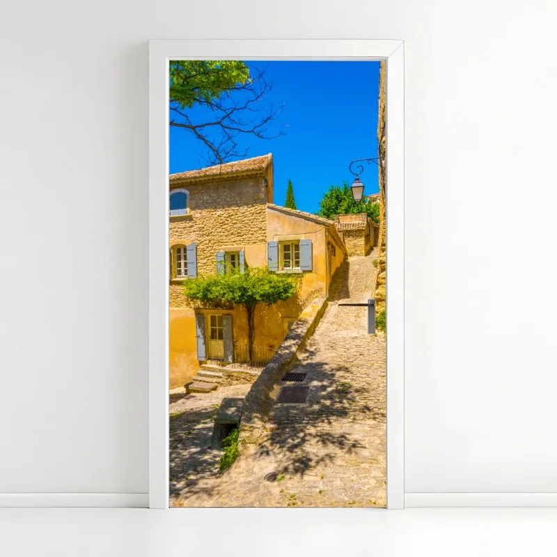 Naklejka na drzwi delikatny niebieski wzór botaniczny – Wallissimo®