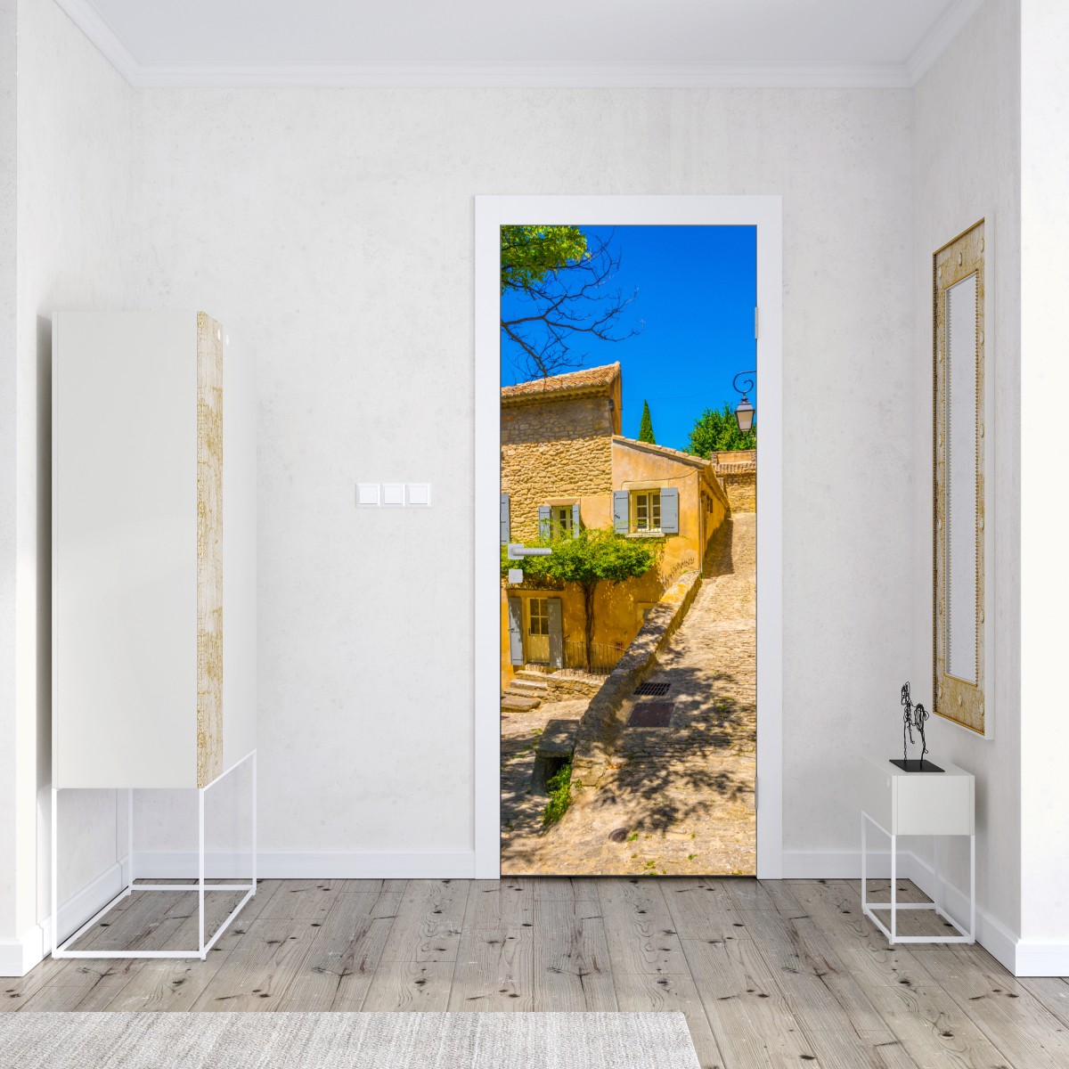 Naklejka na drzwi słoneczna kamienna uliczka – Wallissimo® Naklejka na drzwi słoneczna kamienna uliczka – Wallissimo®