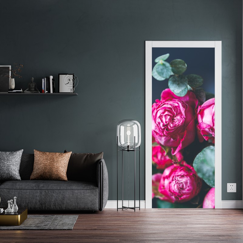 Naklejka na drzwi różany bukiet makro – Wallissimo® Naklejka na drzwi różany bukiet makro – Wallissimo®