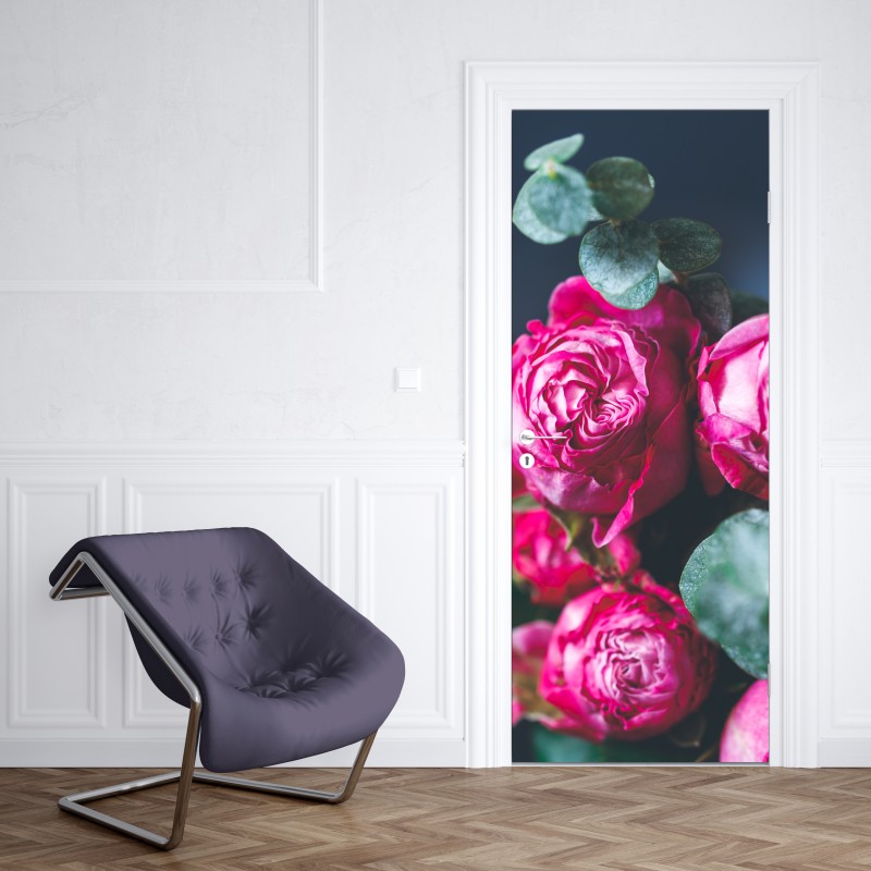 Naklejka na drzwi różany bukiet makro – Wallissimo® Naklejka na drzwi różany bukiet makro – Wallissimo®