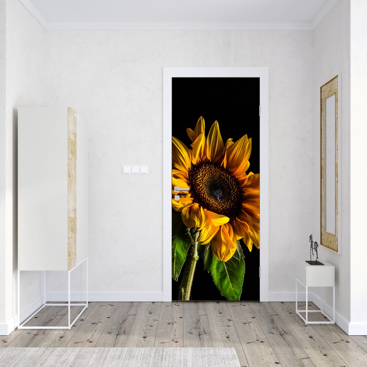 Naklejka na drzwi złoty słonecznik w zbliżeniu – Wallissimo® Naklejka na drzwi złoty słonecznik w zbliżeniu – Wallissimo®
