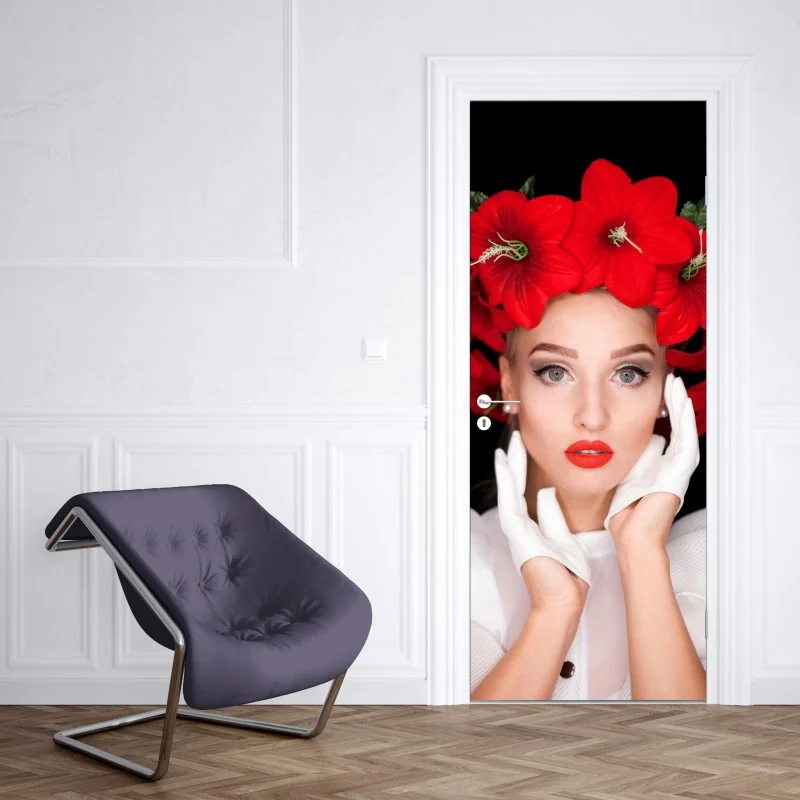 Naklejka na drzwi perspektywa Mostu Brooklyńskiego w monochromie – Wallissimo®