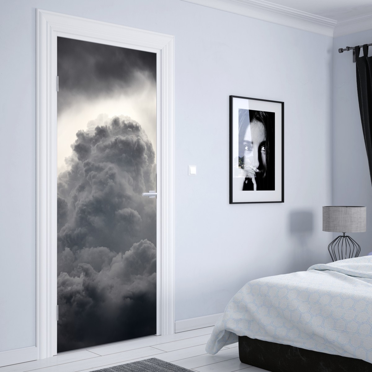 Naklejka na drzwi dramatyczny szary krajobraz chmur – Wallissimo® Naklejka na drzwi dramatyczny szary krajobraz chmur – Wallissimo®