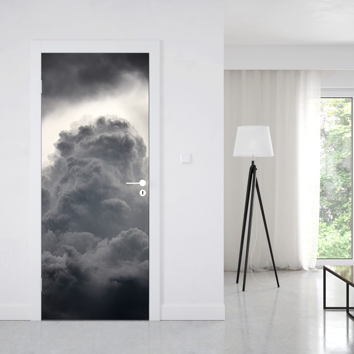 Naklejka na drzwi dramatyczny szary krajobraz chmur – Wallissimo® Naklejka na drzwi dramatyczny szary krajobraz chmur – Wallissimo®