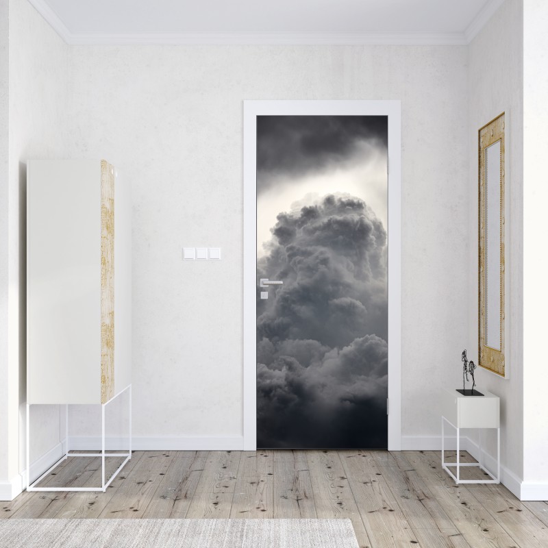 Naklejka na drzwi dramatyczny szary krajobraz chmur – Wallissimo® Naklejka na drzwi dramatyczny szary krajobraz chmur – Wallissimo®
