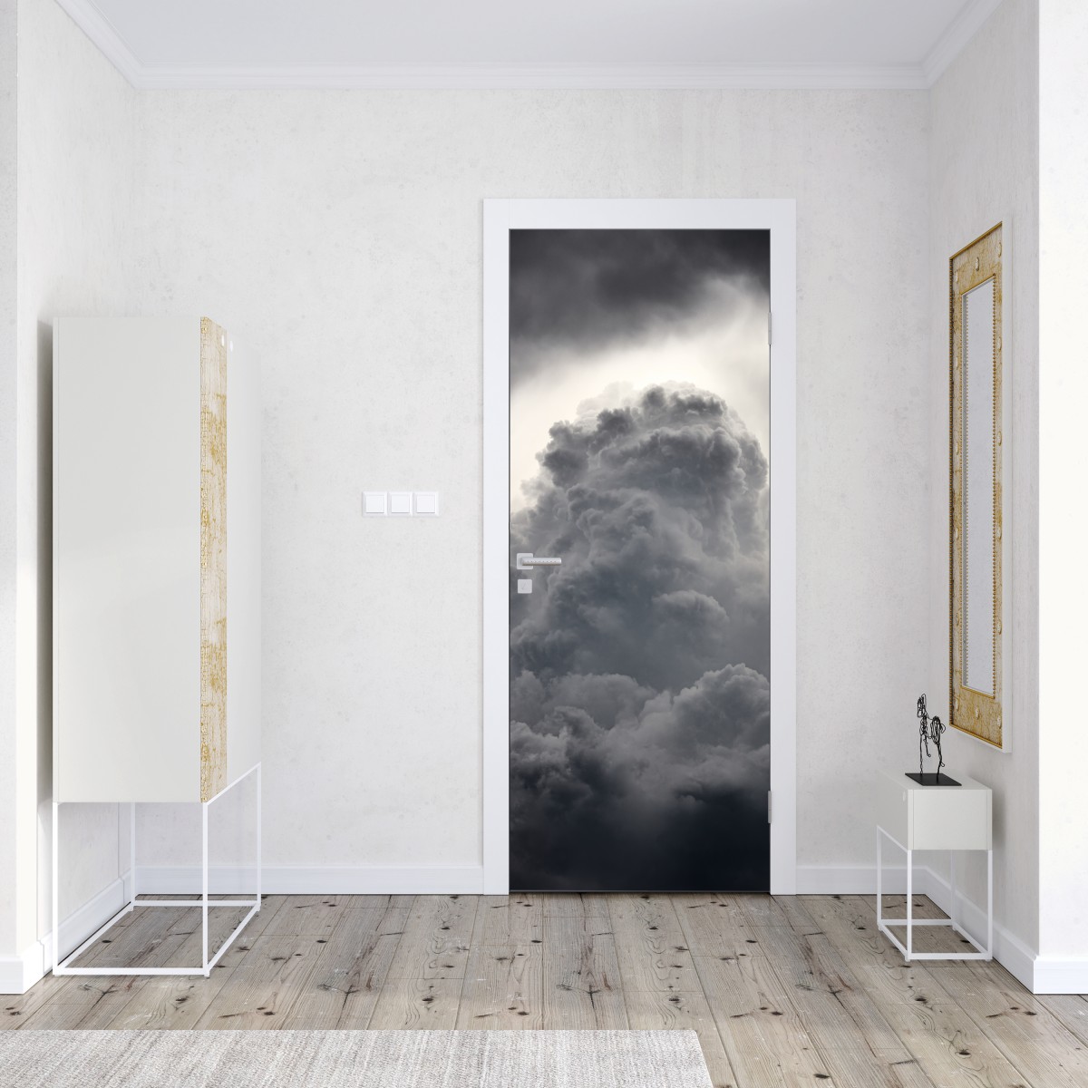 Naklejka na drzwi dramatyczny szary krajobraz chmur – Wallissimo® Naklejka na drzwi dramatyczny szary krajobraz chmur – Wallissimo®