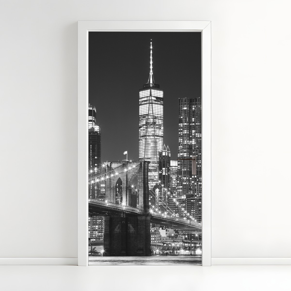 Door sticker Brooklyn Bridge and Manhattan skyline at night – Wallissimo®