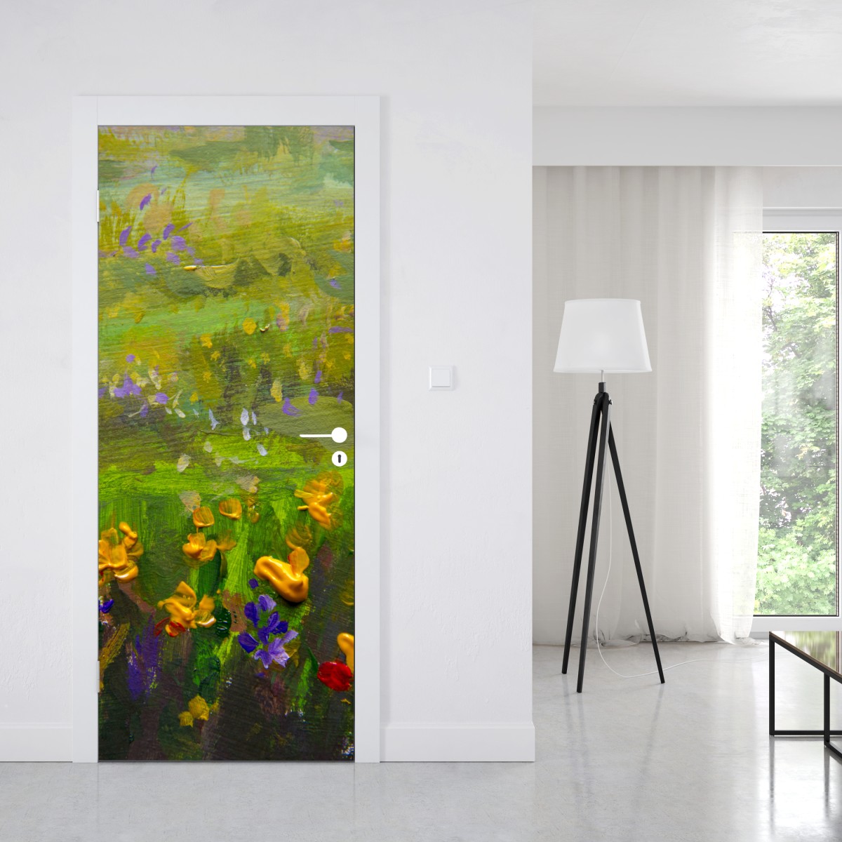 Naklejka na drzwi żywa łąka obraz olejny zbliżenie – Wallissimo® Naklejka na drzwi żywa łąka obraz olejny zbliżenie – Wallissimo®
