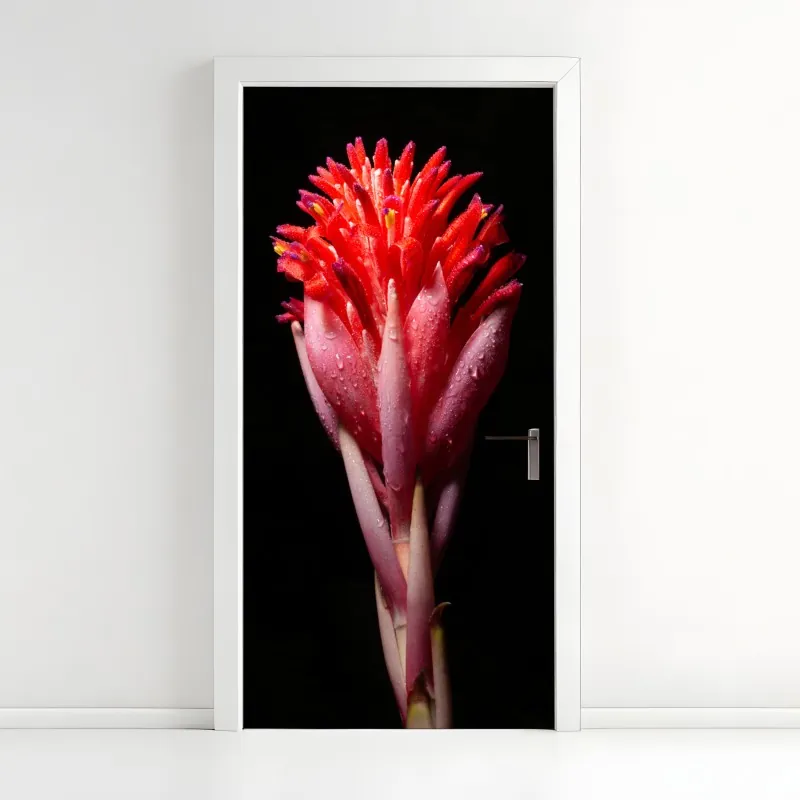 Naklejka na drzwi delikatny niebieski abstrakcyjny kwiat zbliżenie – Wallissimo®