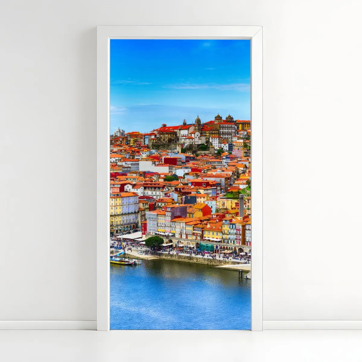 Naklejka na drzwi Porto barwny widok nadbrzeża – Wallissimo® Naklejka na drzwi Porto barwny widok nadbrzeża – Wallissimo®