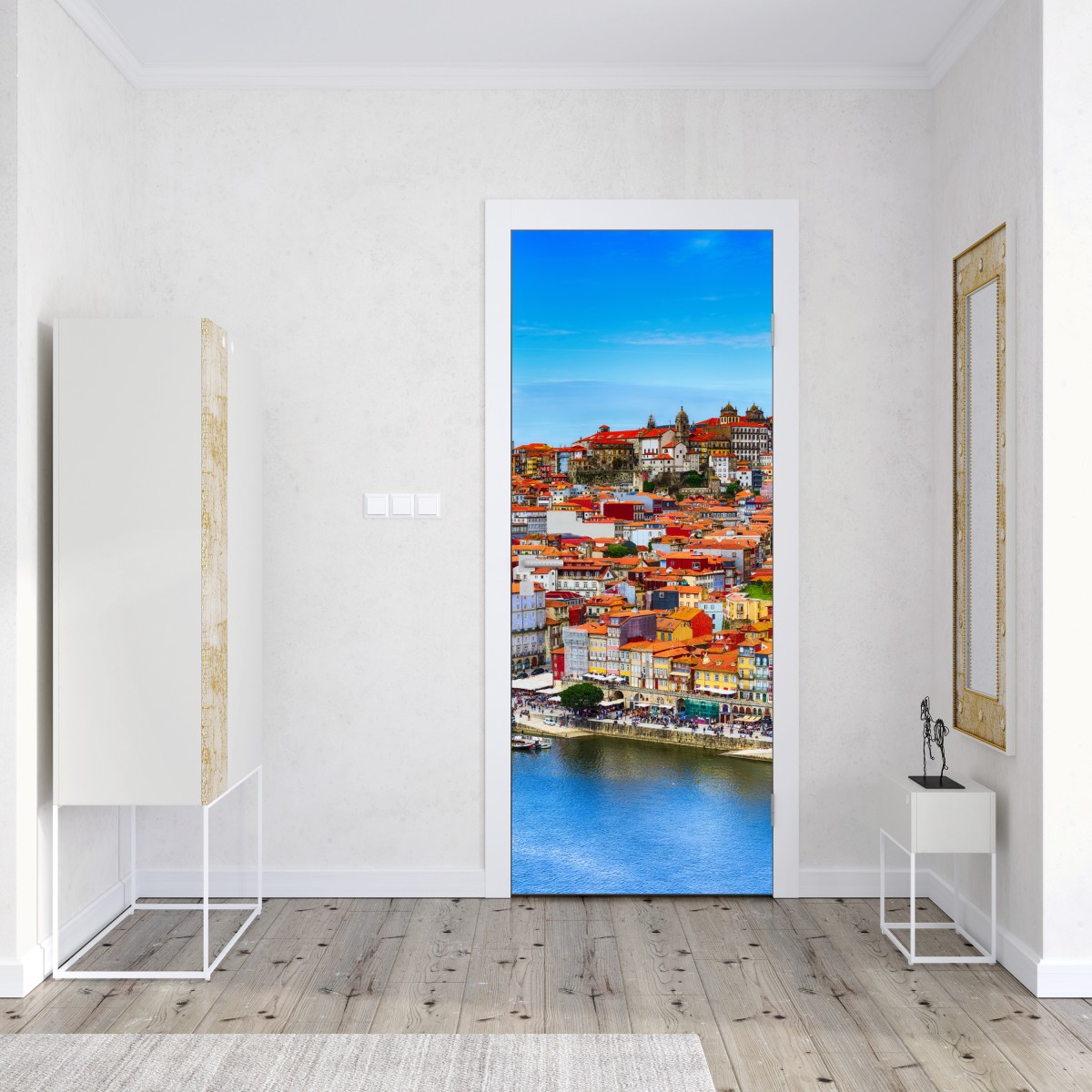 Naklejka na drzwi Porto barwny widok nadbrzeża – Wallissimo® Naklejka na drzwi Porto barwny widok nadbrzeża – Wallissimo®