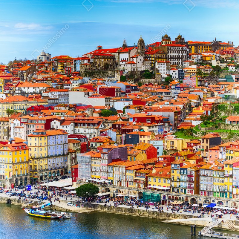 Naklejka na drzwi Porto barwny widok nadbrzeża – Wallissimo® Naklejka na drzwi Porto barwny widok nadbrzeża – Wallissimo®