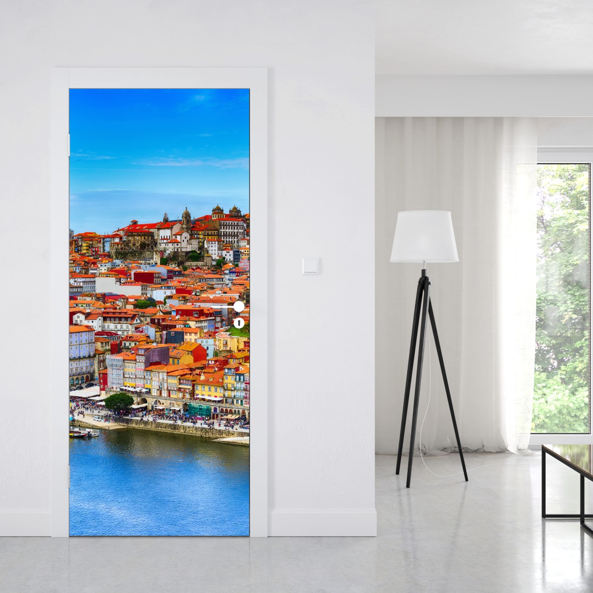 Naklejka na drzwi Porto barwny widok nadbrzeża – Wallissimo® Naklejka na drzwi Porto barwny widok nadbrzeża – Wallissimo®