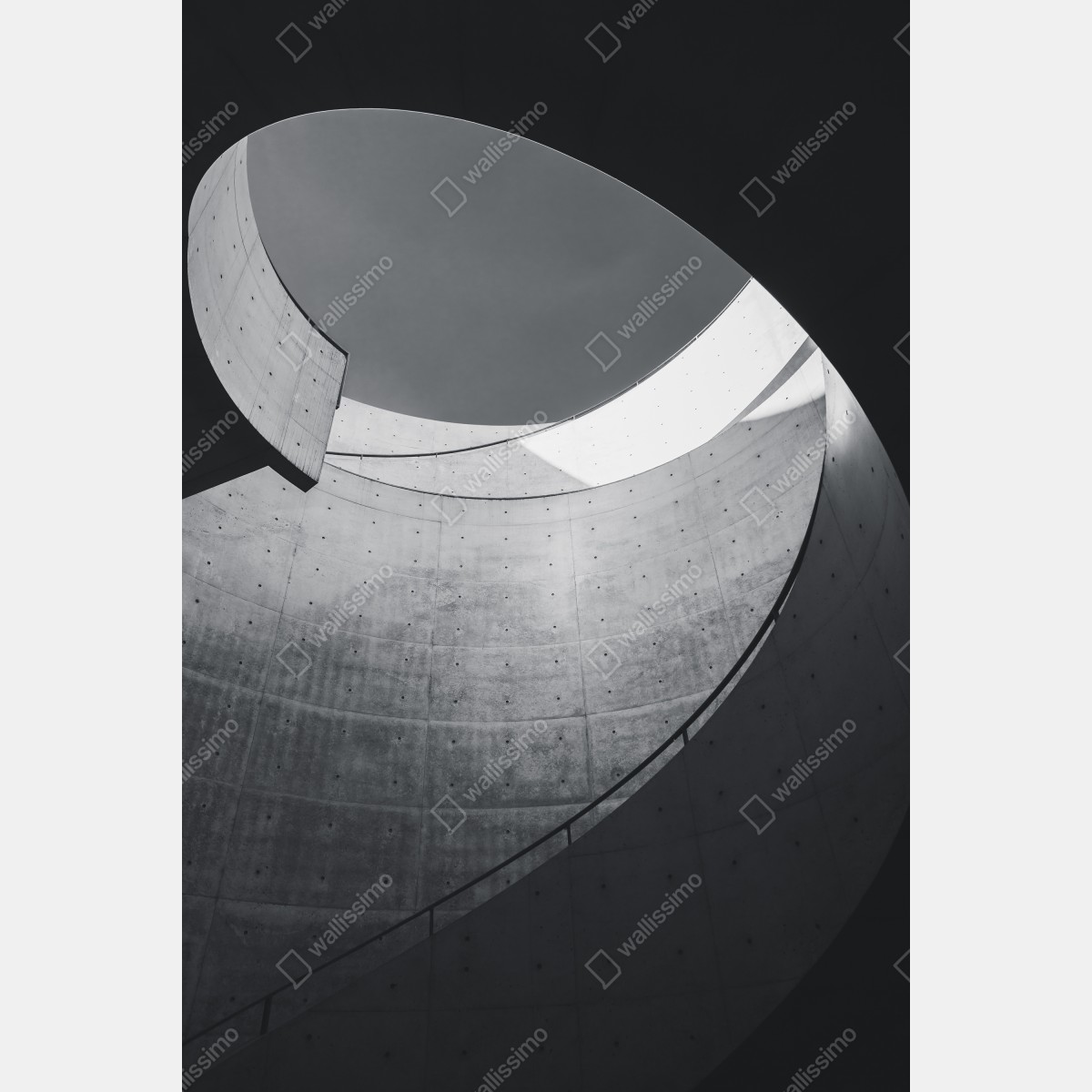 Naklejka na drzwi zakrzywione betonowe schody spiralne – Wallissimo® Naklejka na drzwi zakrzywione betonowe schody spiralne – Wallissimo®