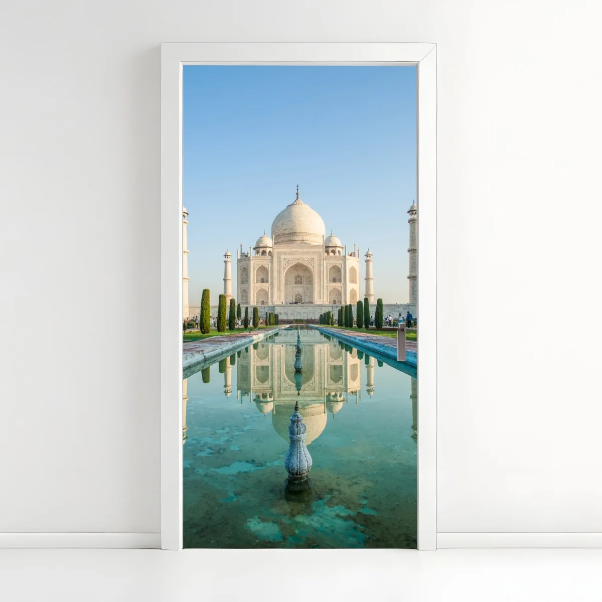 Naklejka na drzwi Tadź Mahal odbicie w porannym świetle – Wallissimo® Naklejka na drzwi Tadź Mahal odbicie w porannym świetle – Wallissimo®