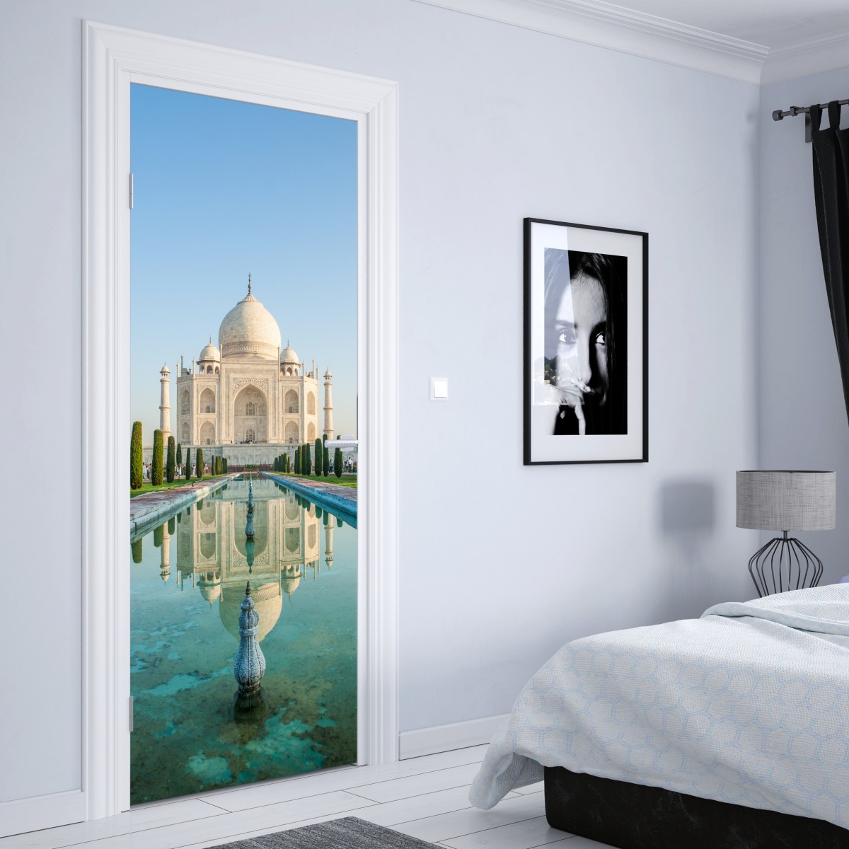 Naklejka na drzwi Tadź Mahal odbicie w porannym świetle – Wallissimo® Naklejka na drzwi Tadź Mahal odbicie w porannym świetle – Wallissimo®
